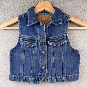 Vintage Kids Levi Strauss Co Blue Denim Vest Size 4T Snap Front Pockets